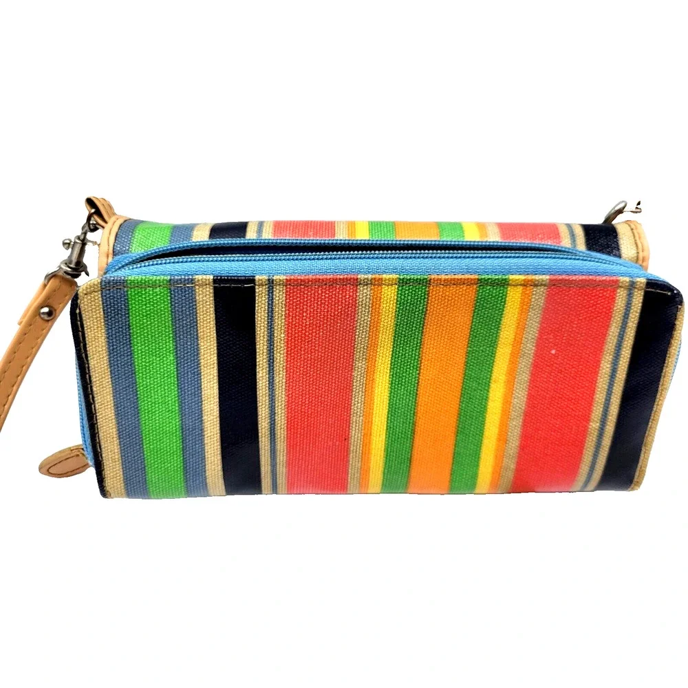 Franco Sarto Rainbow Striped Mini Crossbody Purse Adjustable Strap 8x4.5x2m